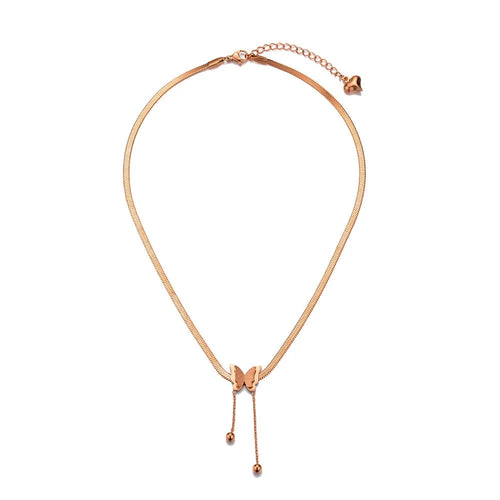 Multilayer Vintage Butterfly Necklace For Women Gold Color 316L