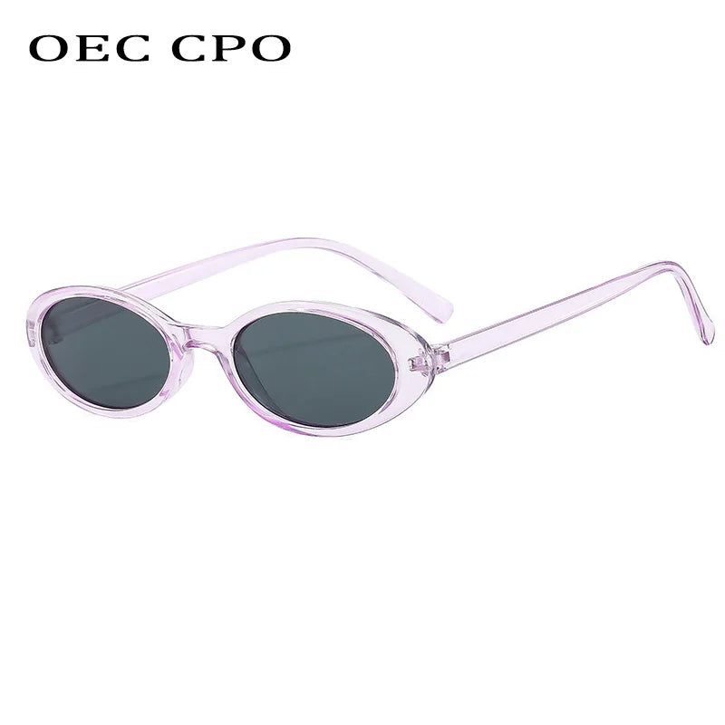 New Small Oval Sunglasses Women Men Trendy Vintage Hip Hop Cat Eye Sun