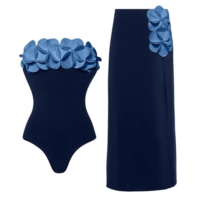 Sexy Flowers 2-Piece Women Bikini Set Swimsuit Bodysuit Luxury Woman Push Up Floral High Waist Biquini Bathsuit Beach Outfit