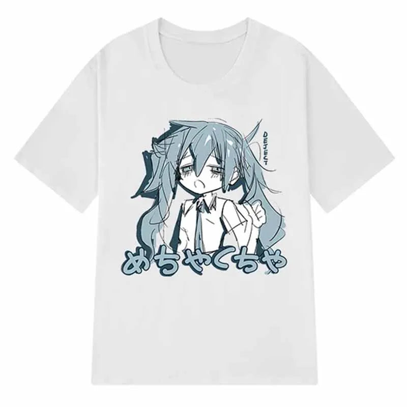 Japanese Y2K Anime Women T-shirt Cotton Loose Streetwear Casual Tees