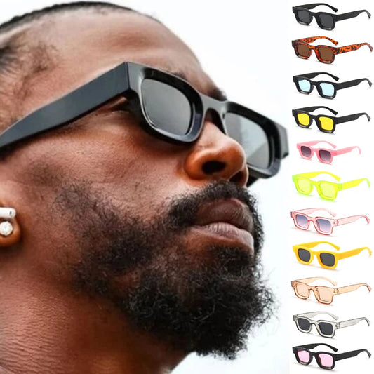 Small Sunglasses Rectangle Thick Frame Square Sun Glasses Men's Black