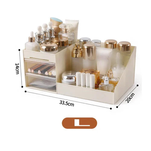 Cosmetic Display Case Desk Storage Box with Clear Drawers Large