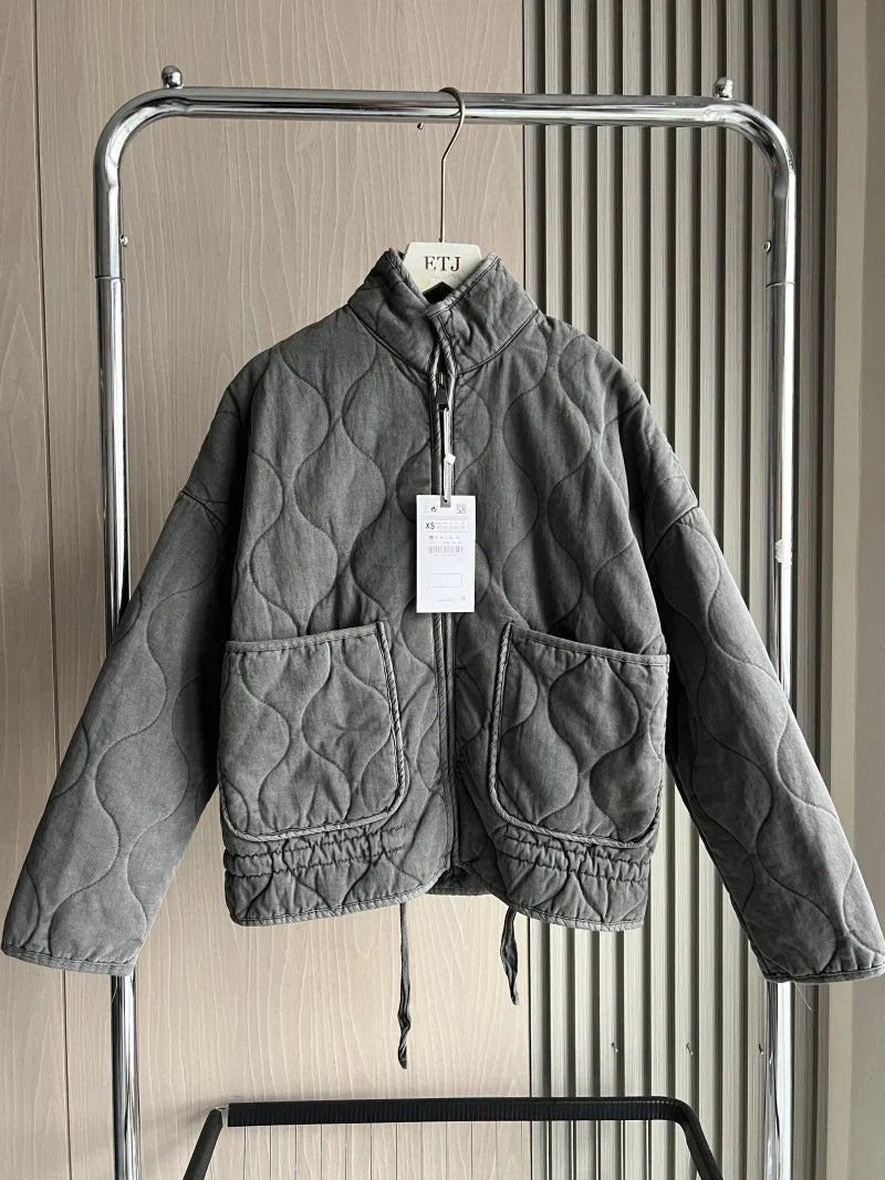 ZW Women's Cotton Jacket Traf 2024 New Arrival Vintage Lenzing Rayon