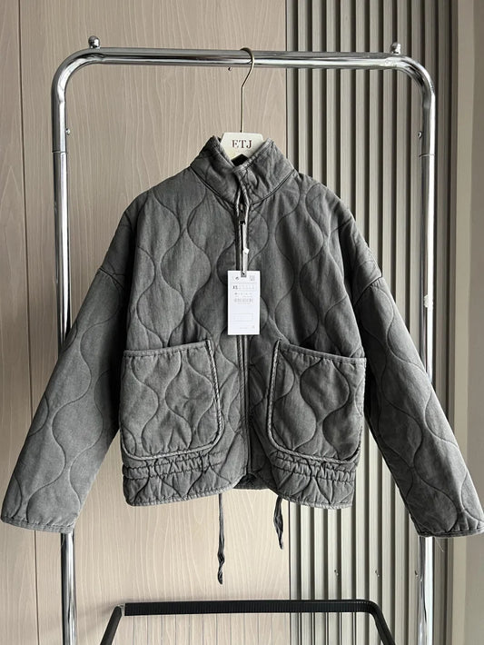 ZW Women's Cotton Jacket Traf 2024 New Arrival Vintage Lenzing Rayon