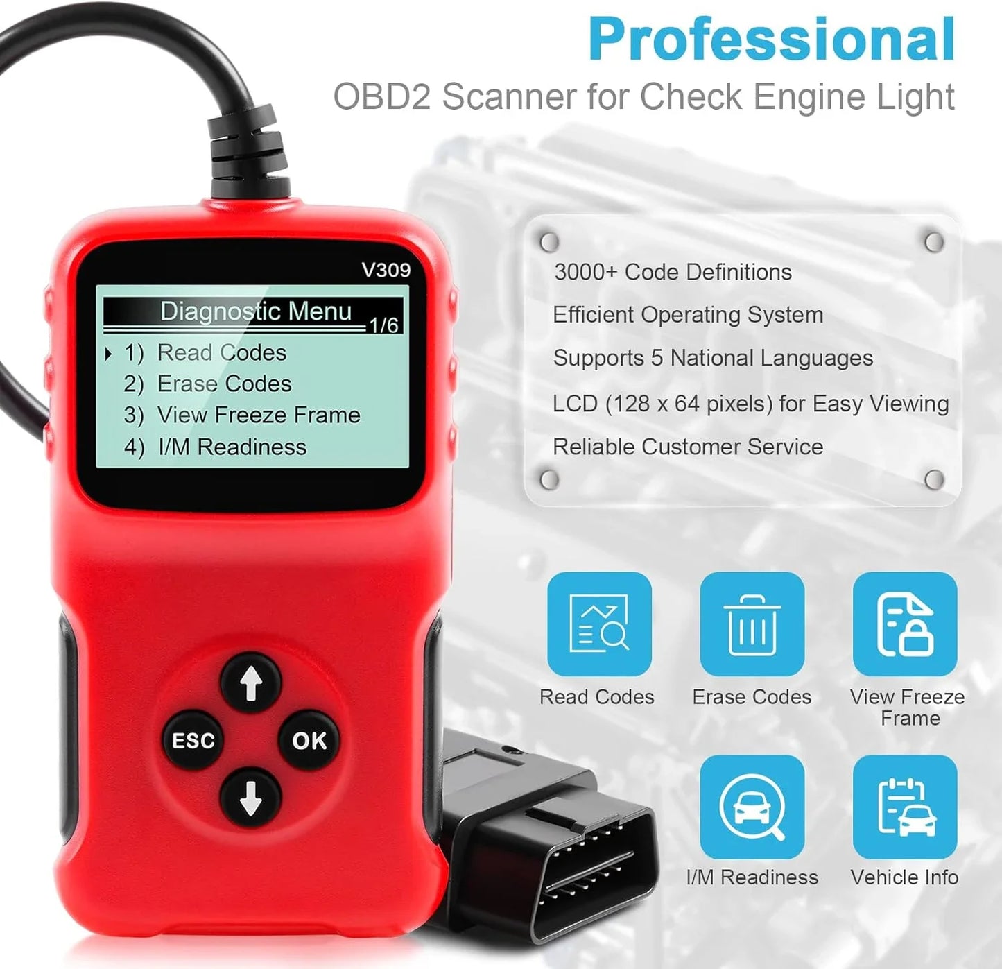 V309 OBD2 Scanner Automotive Diagnostic Troubleshooter Automotive