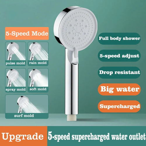 High Pressure Handheld Shower Head 5 Modes Adjustable Shower Heads
