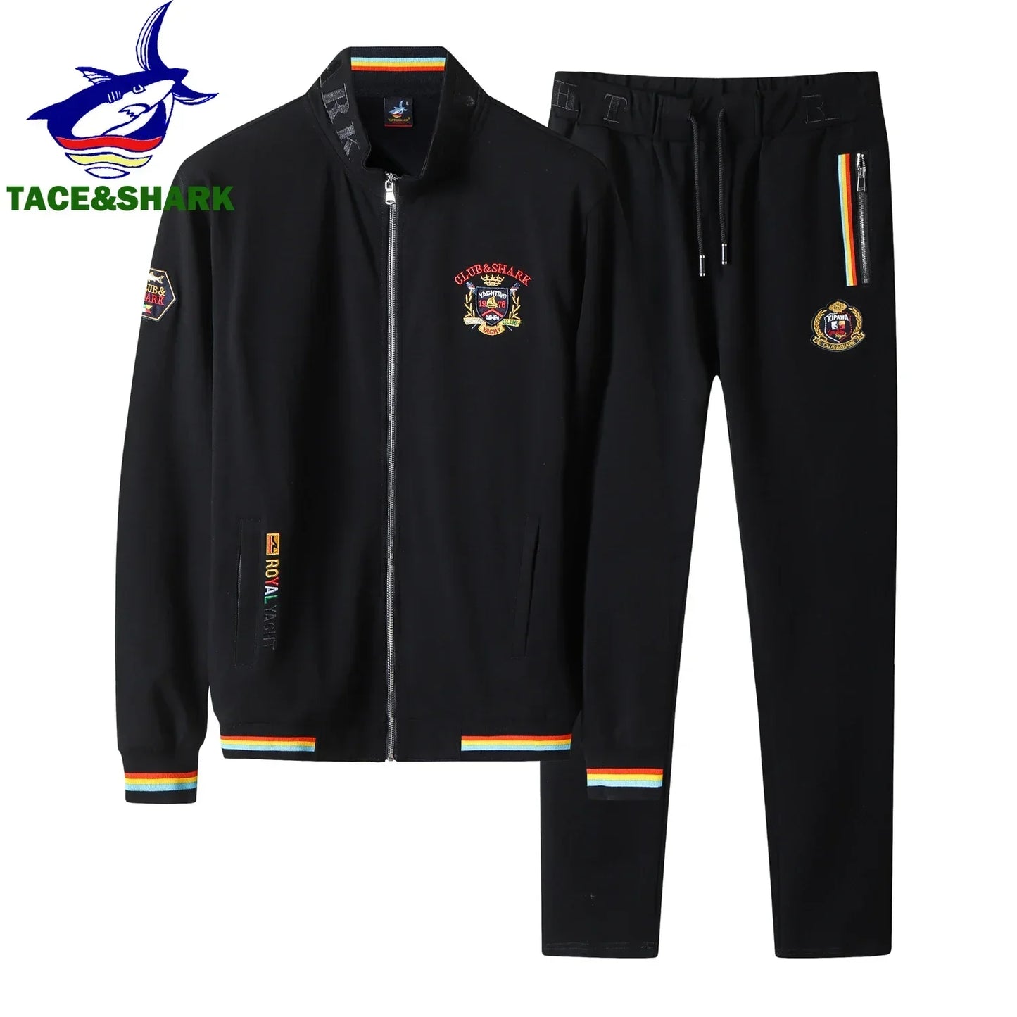 High Quality Embroidery Fashion Tracksuit Autumn Men's Sportswear Two