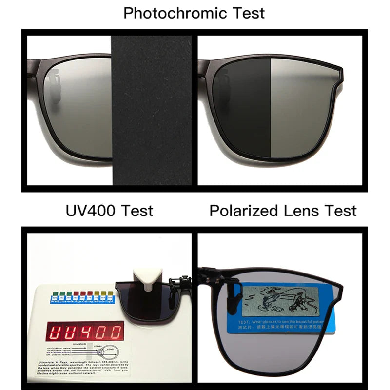 Polarized Clip on Sunglasses Men Photochromic Car Driver Goggles Night
