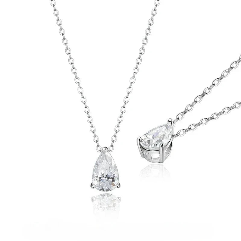 Smyoue 1-4CT Pear Cut Moissanite Pendant Necklace for Women Girls 3 Designs Lab Diamond Wedding Silver 925 Chains Fine Jewelry