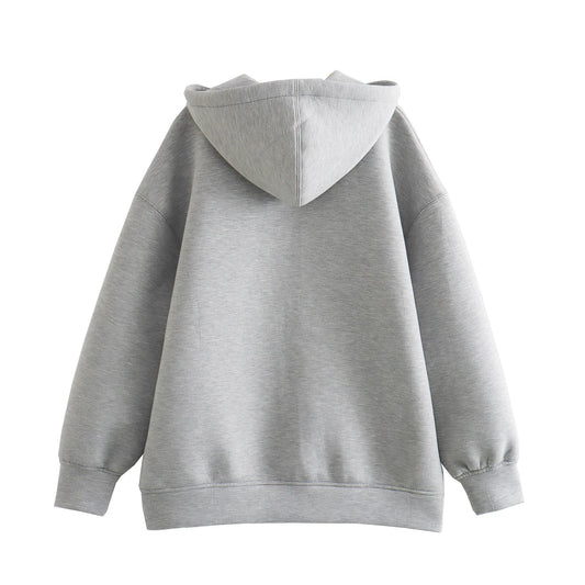 2024 Spring and Autumn New Casual Street Loose Oversize Hooded Zipper