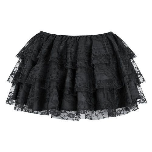 Sexy Layered Mesh Tulle Lace Mini Pleated Skirt Gothic Skirts Showgirl