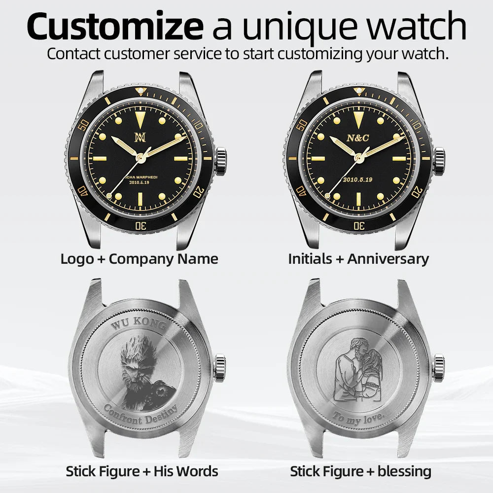 Hestur Automatic Mechanical Watch NH35 Vintage Sports Movement Watch For Men 20bar Waterproof Luminous Men's Diver Watch Luxury