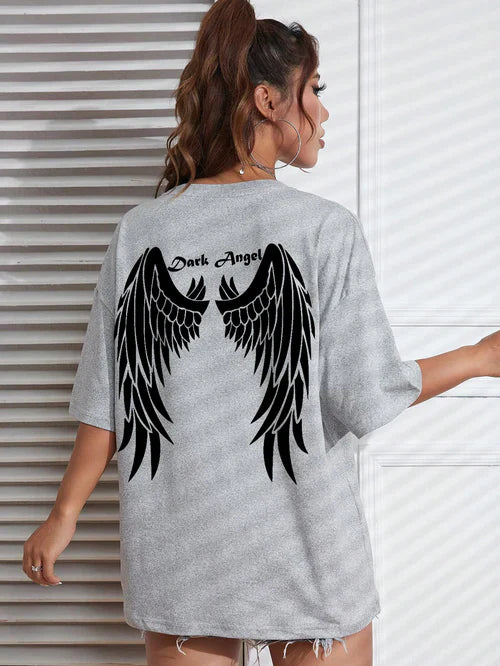 Dark Angel Wing Hot sale Graphic Printed T-Shirts For Women Loose