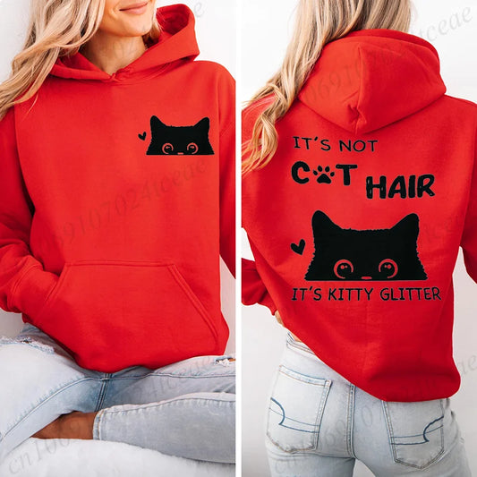 It's Not Cat Hair Printed Womens Hoodies Long Sleeve Sweatshirt Fall Winter Casual Pullover Hoodies Sportwear Tops with Pockets