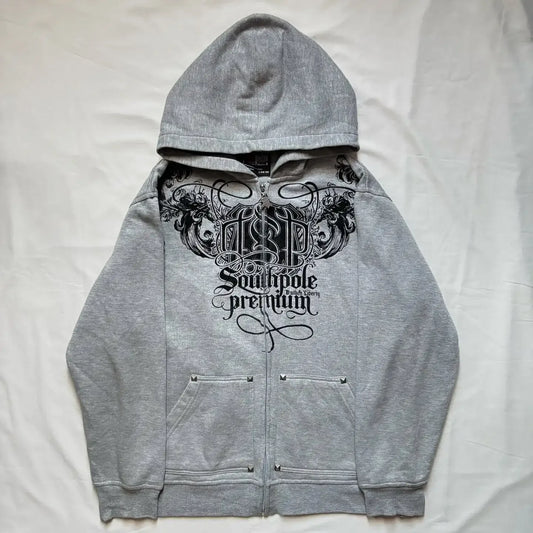 Affliction Fashion Hoodie Street Gothic printing Oversize Zipper Hoodie Mens Womens Hip Hop Casual Sweatshirt Personality Hoodie