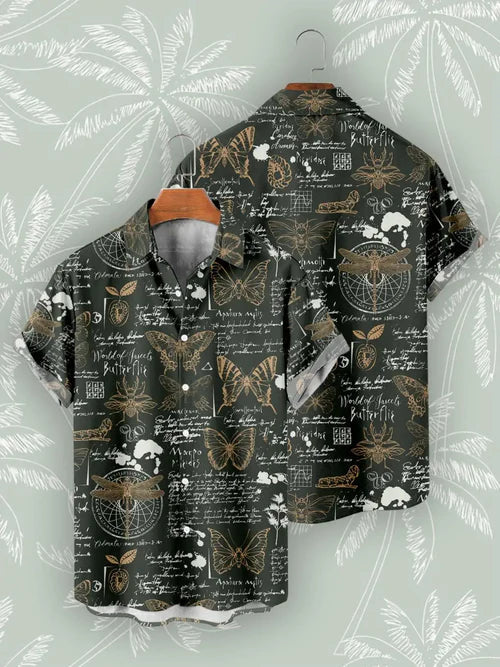New Hawaiian Shirts For Men's Skull Summer Casual Short Sleeve Y2k