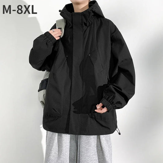 New Camping Jacket Men Windbreak Coat Plus Size 8XL Fashion Casual