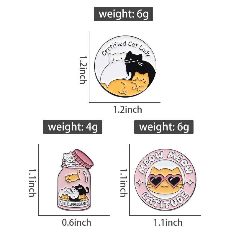 Certified Cat Lady Enamel Pins Cats Anti Depression Brooches Lapel