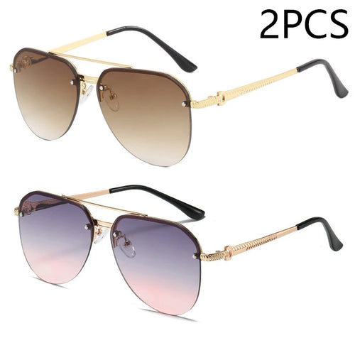 New Fashion Metal Half Frame Women's Outdoor Sunglasses Classic Double