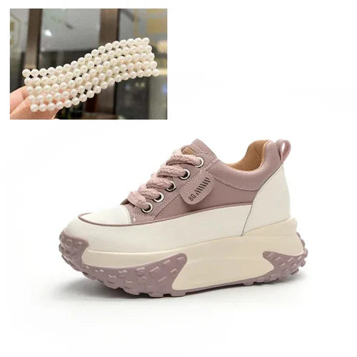 Fujin 7cm Genuine Leather Platform Wedge Fashion Women Spring