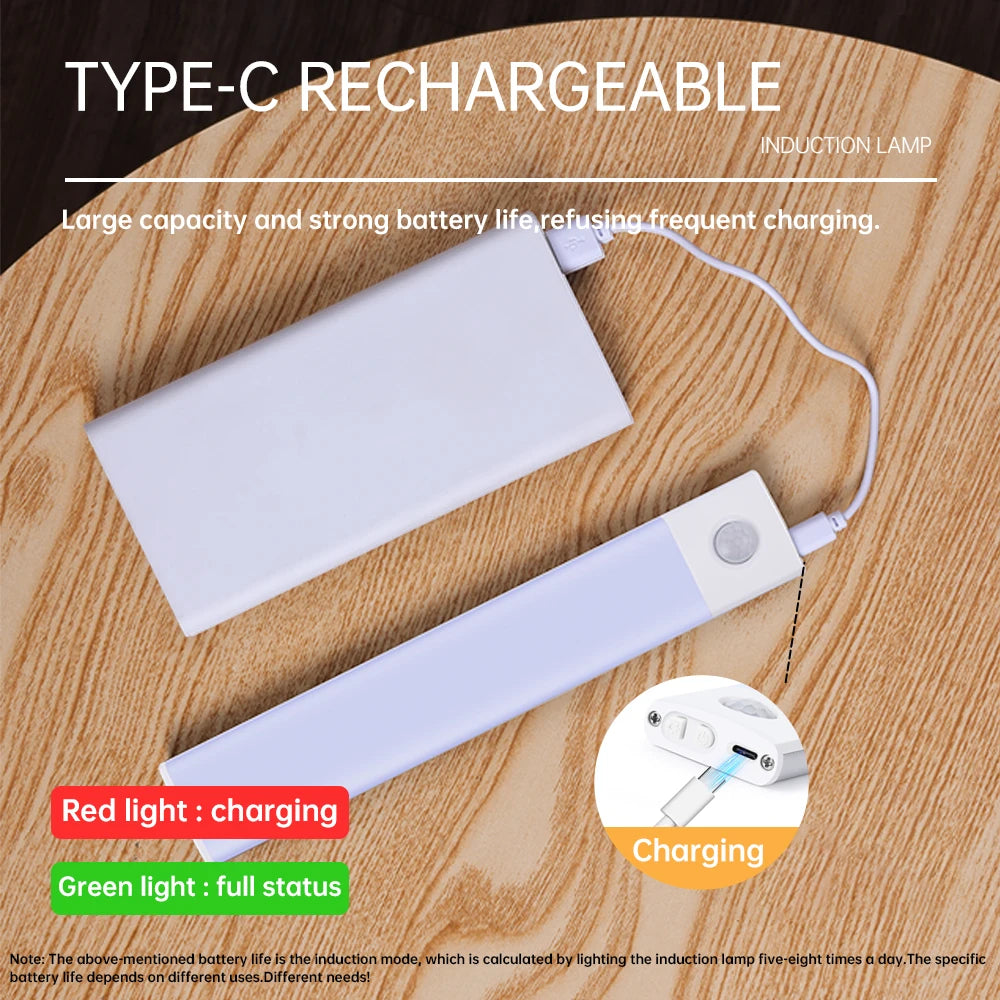 Bedroom Night Light Motion Sensor Lights Wireless USB Under Cabinet