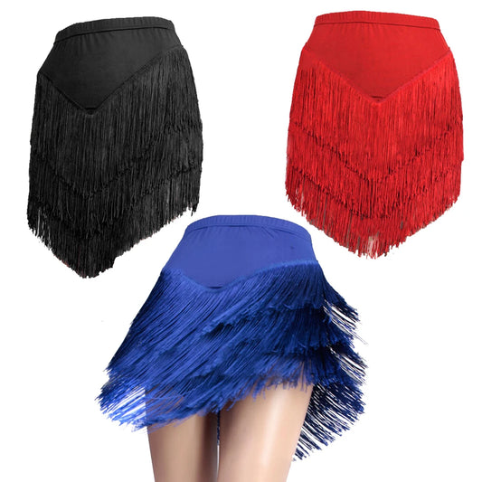 Irregular short fringe skirt black latin dress women latin dance