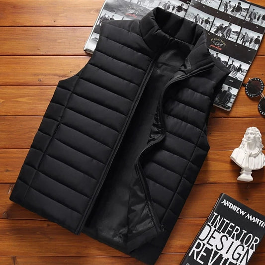 Aiwetin Men' Sleeveless Vest Jackets Winter Fashion Male Cotton-Padded