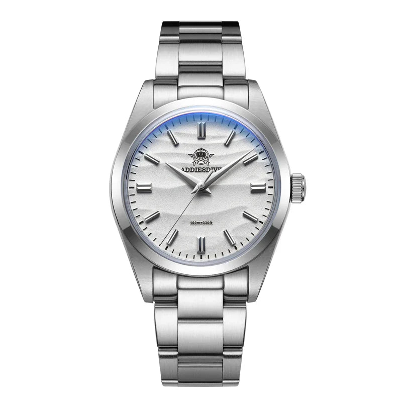 ADDIESDIVE Hot Sale AD2030 Without LOGO Watch Stainless Steel 100M Waterproof Quartz Watches 3D Sand Dial Men's Wristwatch Dress