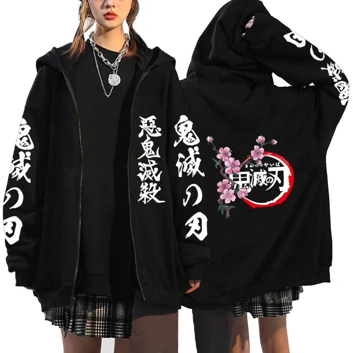 Demon Slayer Zipper Hoodie Roupas Masculinas Women Men Anime Oversized Hoodies Coat Top Femme Full Zip Sweatshirts Jackets