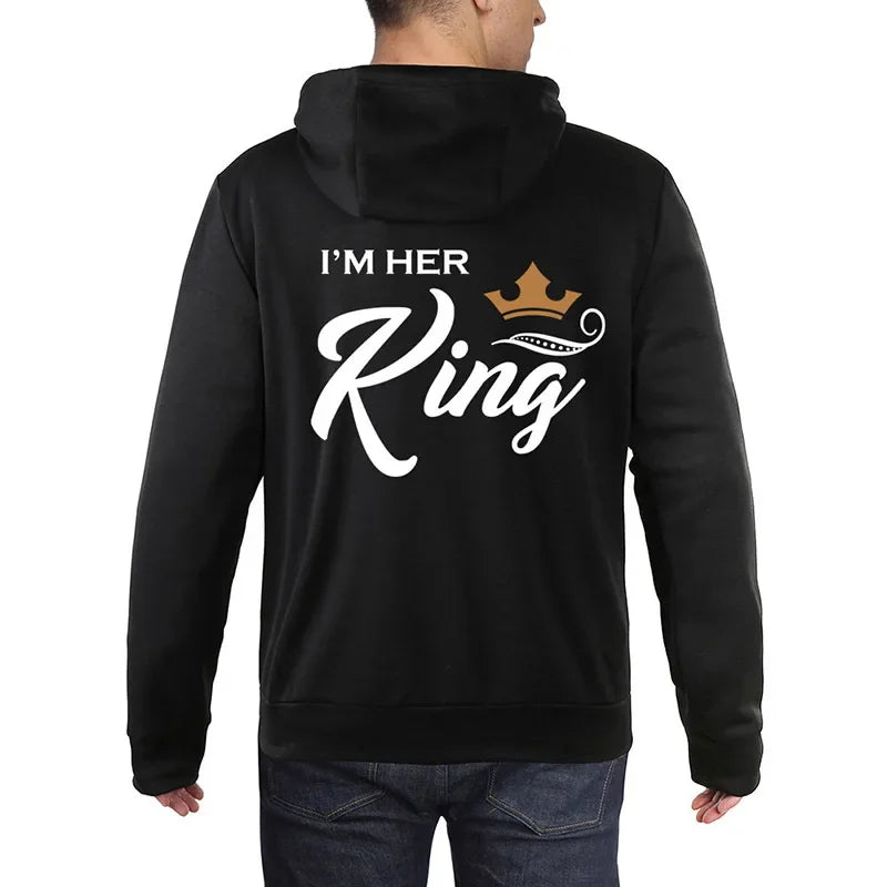 Printing Her King or His Queen Lover Hoodies Harajuku Fashion Casual