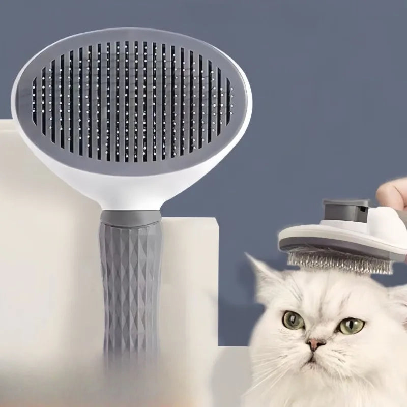 Cat Dog Grooming Brush Professional Deshedding Tool for Long-Haired Pets Anti-Tangle Stainless Steel Comb Ergonomic Handle