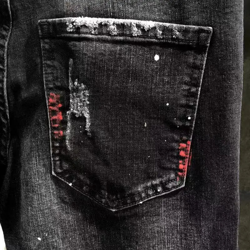 New 2023 Autumn Korean Style Work Ripped Hole Black Cowboy Hip Hop