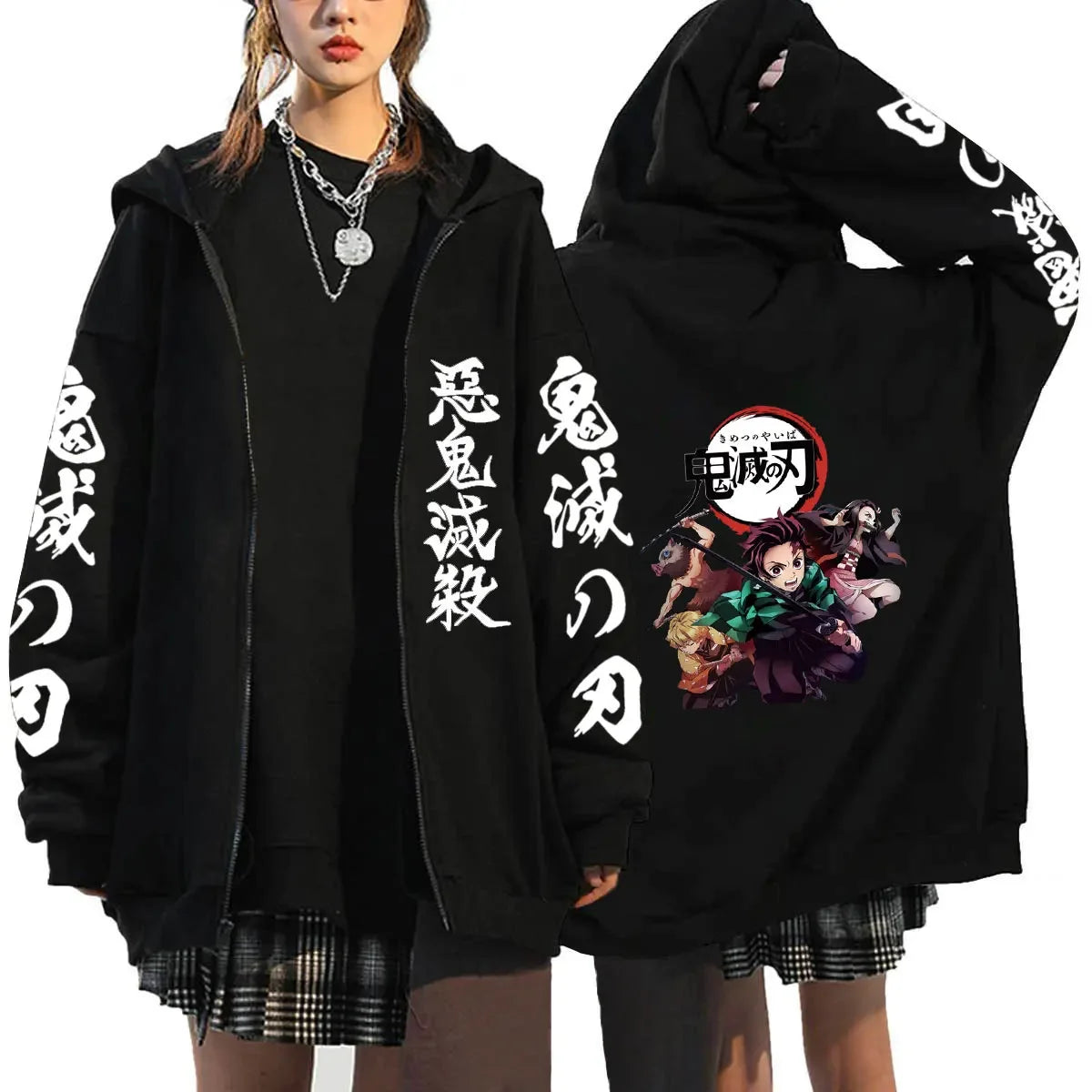 Demon Slayer Zipper Hoodie Roupas Masculinas Women Men Anime Oversized Hoodies Coat Top Femme Full Zip Sweatshirts Jackets