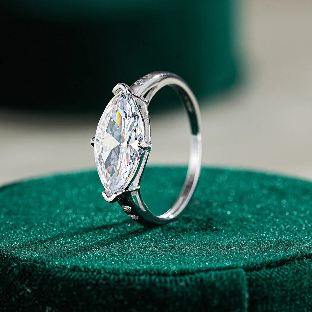 3CT Marquise Cut Moissanite Rings for Wedding Woman Sparkling Lab Diamond Engagement Bands 925 Sterling Silver Certified Jewelry