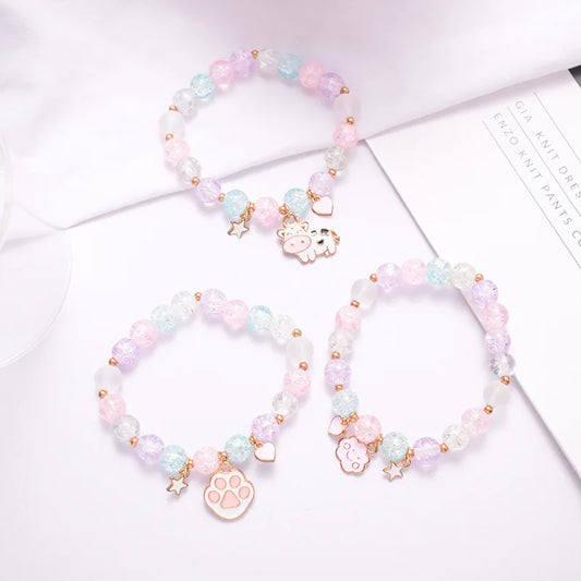 Makersland Sweet Bead Bracelet For Children Women Cute Flower Pendant