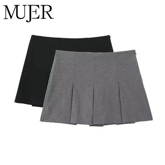 MUJER 2025 Pleated Skirt Shorts for Women High Waist Mini Shorts Women