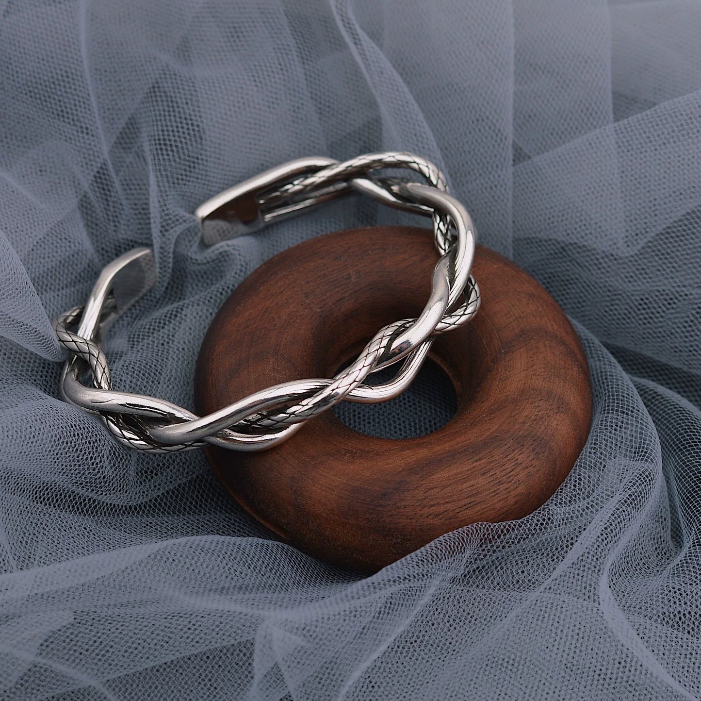 Vintage Mens Jewellery Woven Twist Texture Bracelet Bangles for Women