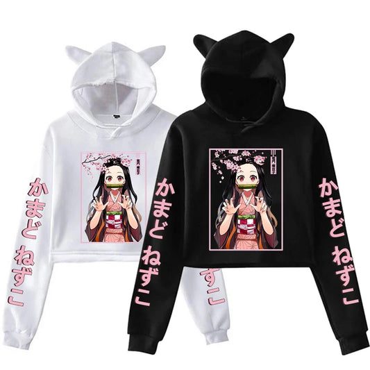 New Fashion Women Girl Hoodie Kamado Nezuko Long Sleeve Cat Ear