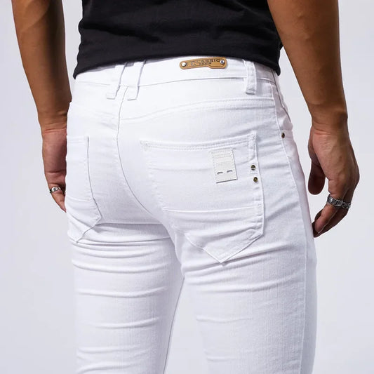 Men's White Casual Jeans New Denim Pants Comfortable Fashion Stretch