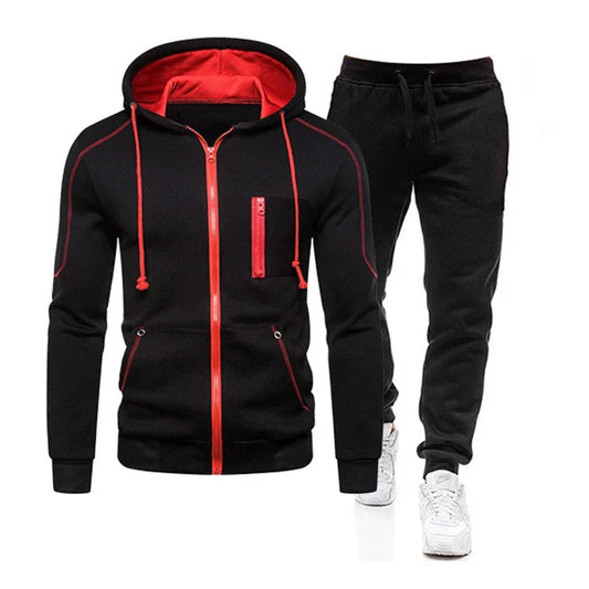 2024 Men Sets Wear Men's Fashion Autumn Winter Double Zipper Jacket/