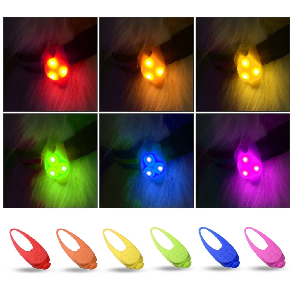 Pet Led Silicone Rubber Pendant Safety Flashing Glow Light Blinking Led Collar Luminous Pendant For Pet Dog Puppy Necklace