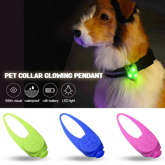 Pet Led Silicone Rubber Pendant Safety Flashing Glow Light Blinking Led Collar Luminous Pendant For Pet Dog Puppy Necklace