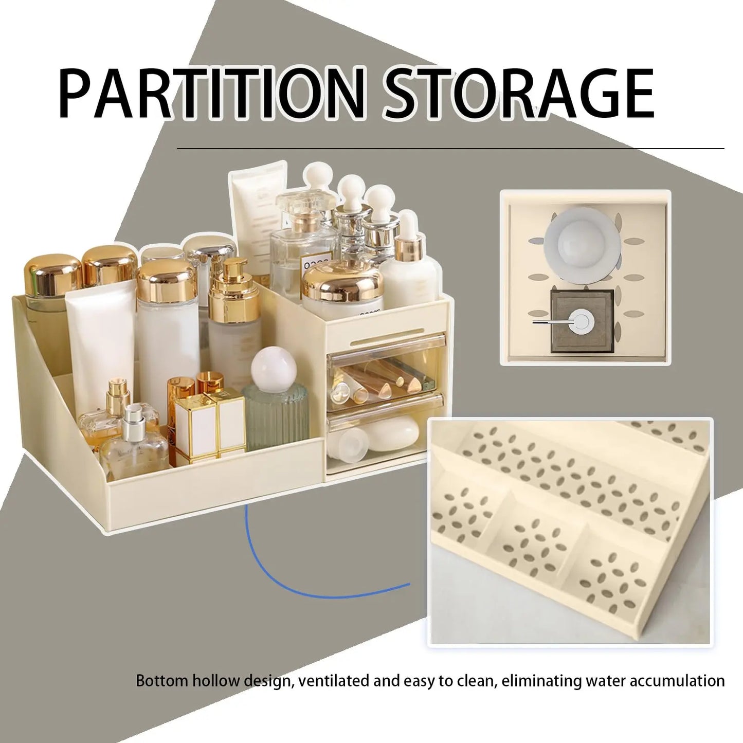 Cosmetic Display Case Desk Storage Box with Clear Drawers Large