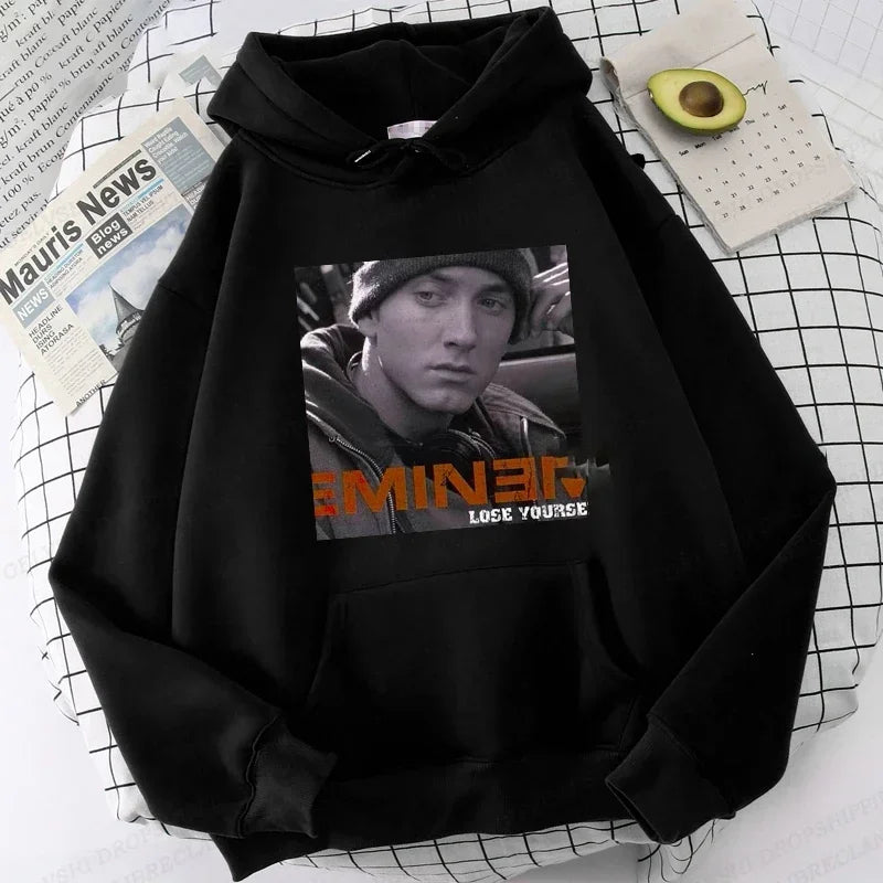 Eminem Print Hoodie Men Women Fashion Hip Hop Hoodies Women Sweats Rapper Sweats Clothing Rock Fashion Harajuku Sweatshirts