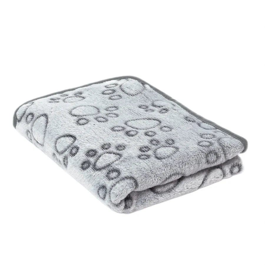 Soft Fluffy High Quality Pet Blanket Flannel Dog Sleeping Blanket Paw Print Pattern Pet Mat Warm Comfortable Blanket for Cat Dog