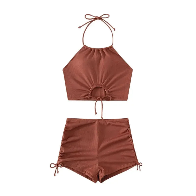 New Arrival High-Waist Strap & Tie Swimsuit, Women's Summer Square-Leg Bikini for Beach