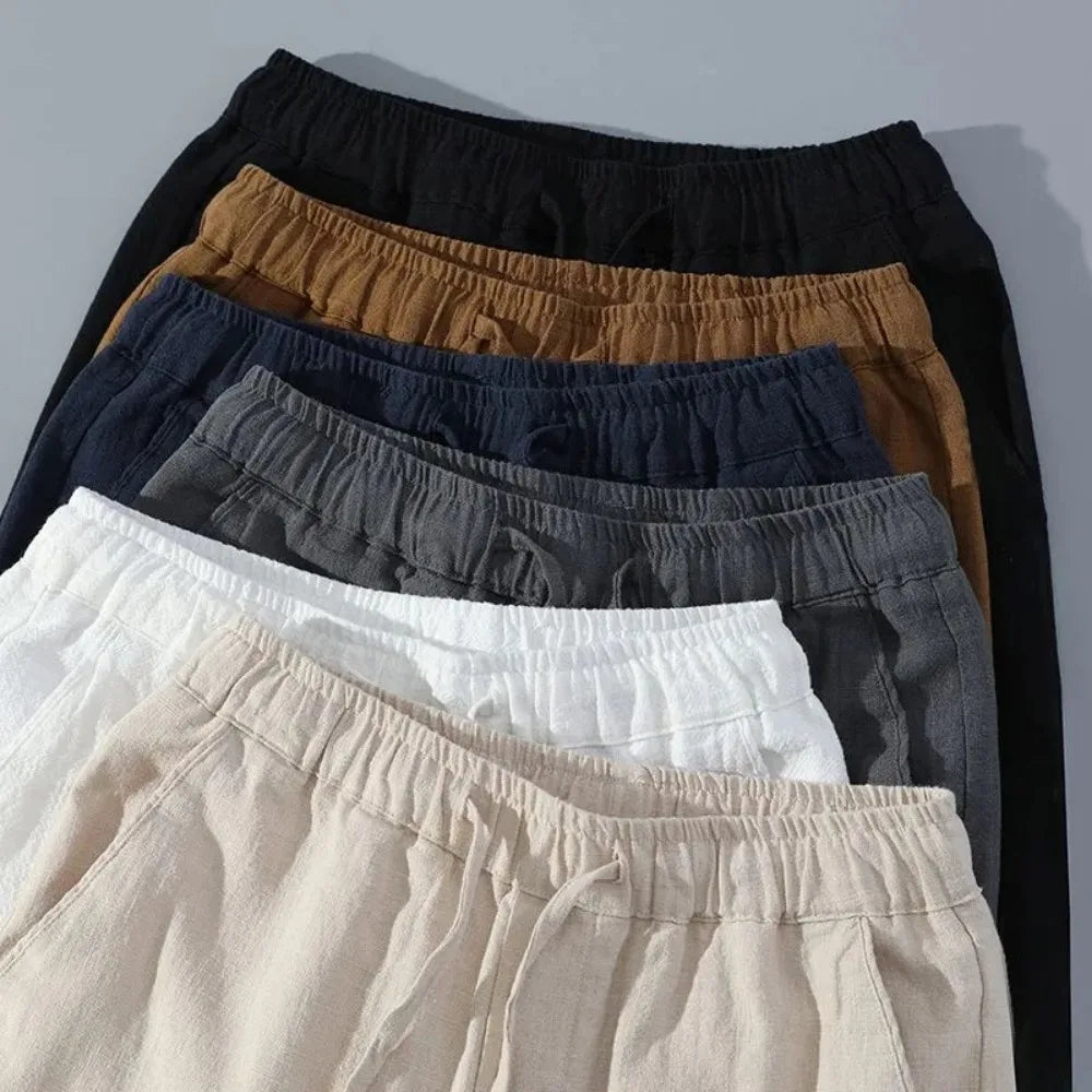 Men Shorts for Men Cotton Linen Casual Breathable Beach Shorts Men's