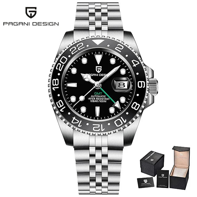 New PAGANI DESIGN Top Brand GMT Mens Wristwatch Sapphire Glass Automatic Men's Watch 100M Waterproof 40mm Men Mechanical Watches