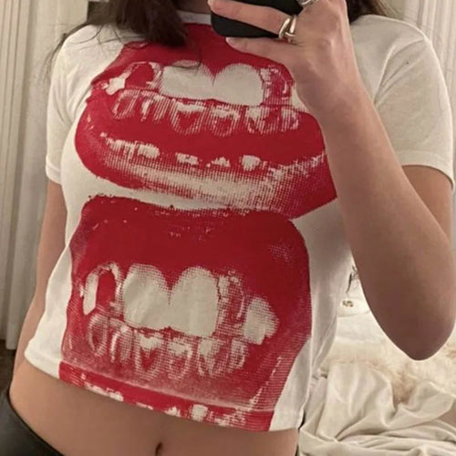 Punk Y2K Baby Short Sleeve Top Gothic Street T-shirt Women's Leisure