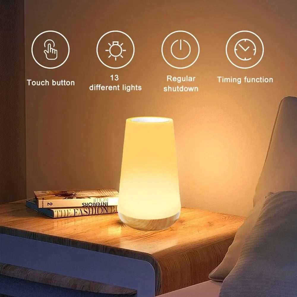 Table Lamp Bedside Lamp For Bedroom 13 Color Changing Touch Night